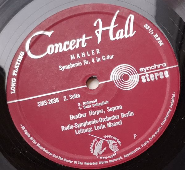 Concert Hall SMS 2638 - Gustav Mahler, Lorin Maazel, Radio-Symph - Image 4
