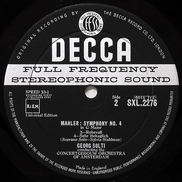 DECCA SXL 2276 - Gustav Mahler, Concertgebouworkest, Georg Solti - Image 4