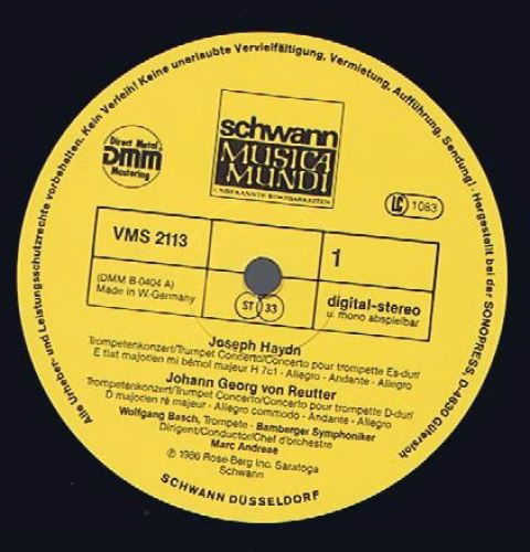 Schwann Musica Mundi VMS 2113 - Georg Reutter, Joseph Haydn, Geo - Image 3