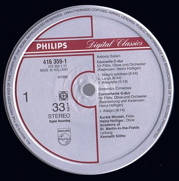 Philips 416 359-1 - Antonio Salieri, Domenico Cimarosa, Carl Sta - Image 3