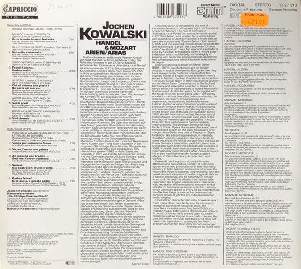 Capriccio C 27 213 - Jochen Kowalski, Kammerorchester Carl Phili - Image 2