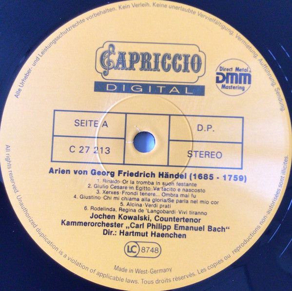 Capriccio C 27 213 - Jochen Kowalski, Kammerorchester Carl Phili - Image 3