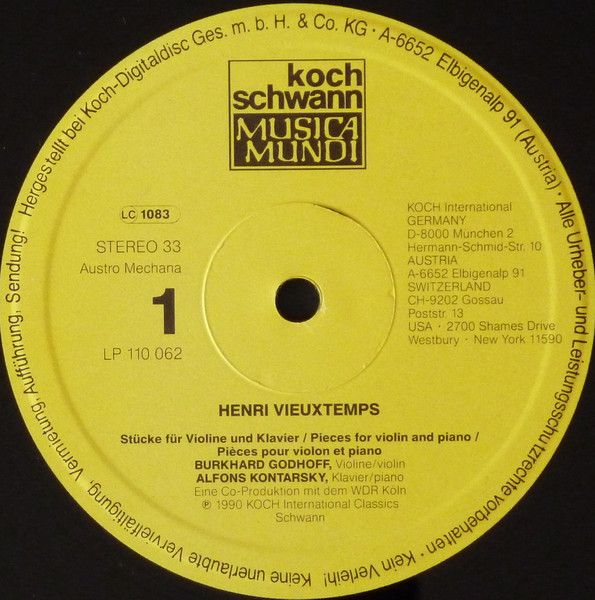 Koch Schwann Musica Mundi LP 110 062 FA - Henri Vieuxtemps, Burk - Image 3