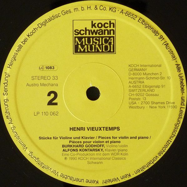 Koch Schwann Musica Mundi LP 110 062 FA - Henri Vieuxtemps, Burk - Image 4