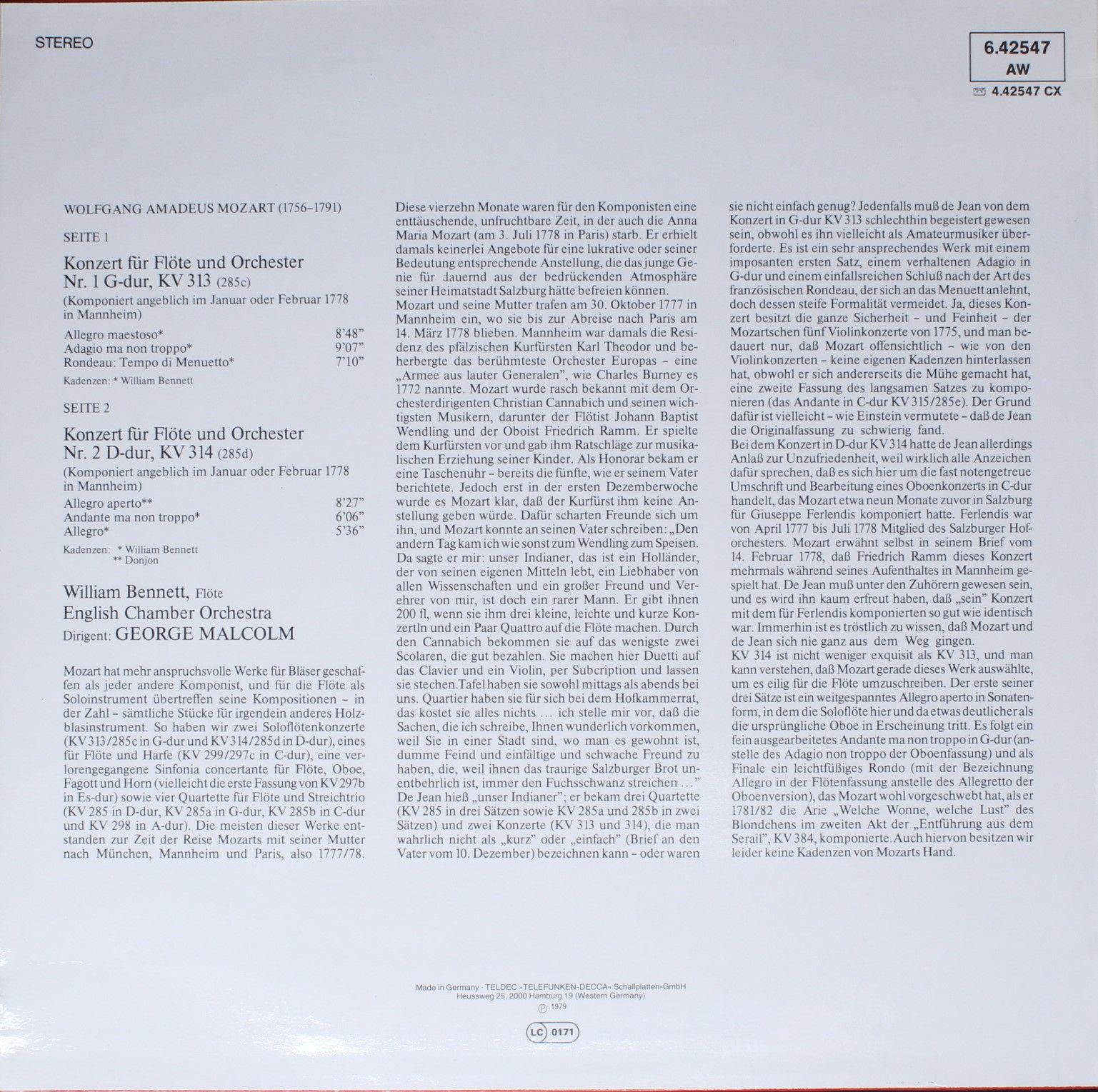 DECCA 6.42547 - Wolfgang Amadeus Mozart, William Bennett (3), En - Image 2