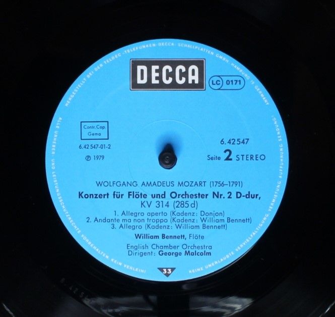 DECCA 6.42547 - Wolfgang Amadeus Mozart, William Bennett (3), En - Image 4