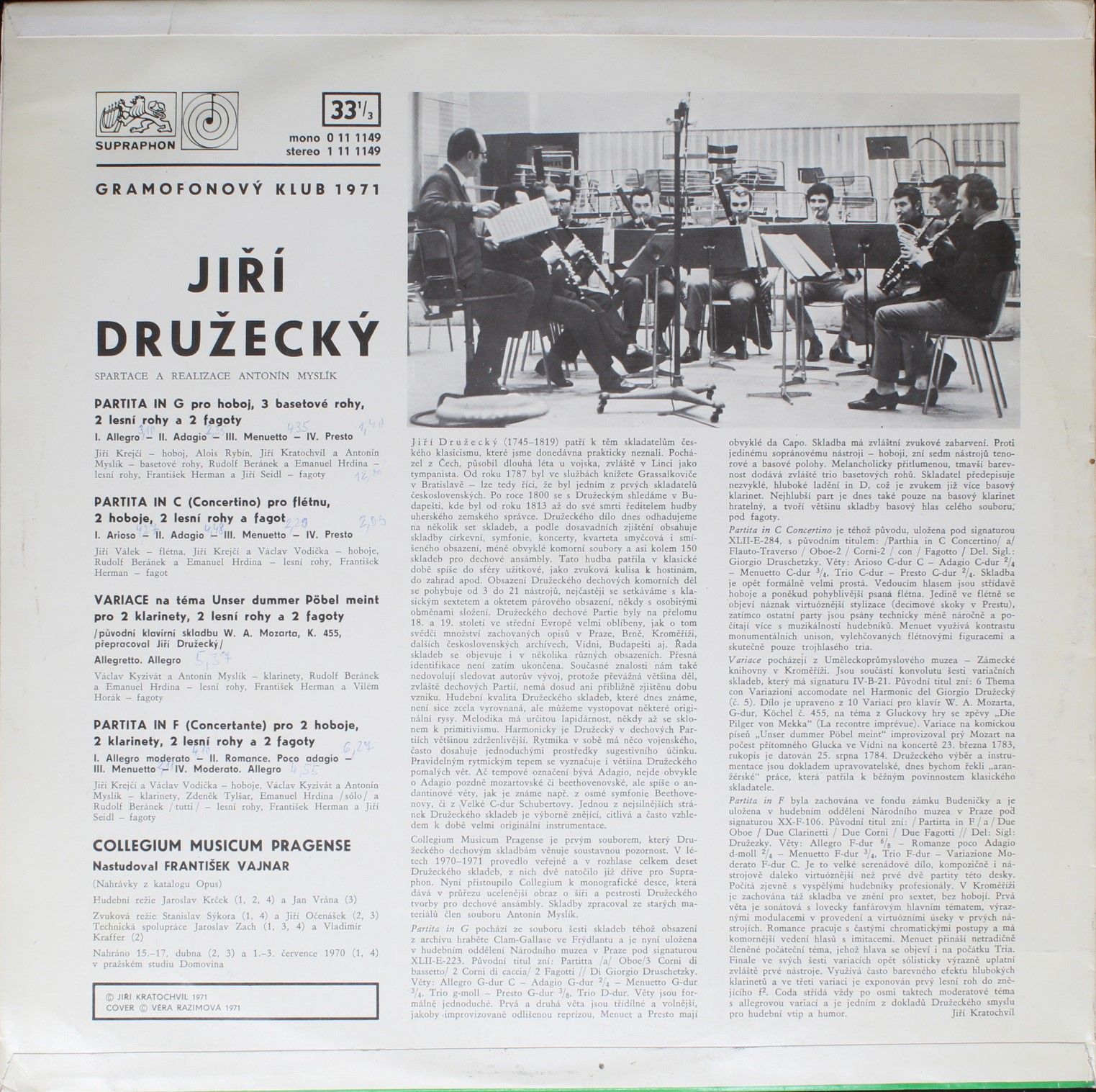 Supraphon 0 11 1149 - Jiří Družecký, Collegium Musicum Pragense - Image 2