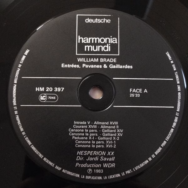 Deutsche Harmonia Mundi DHL 20397.98 - William Brade, Hespèrion - Image 4