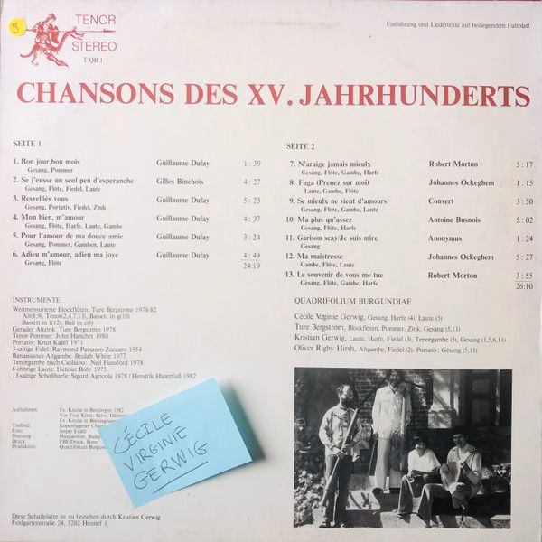 Tenor (3) T QB 1 - Quadrifolium Burgundiae, Virginie Gerwig, Tur - Image 2
