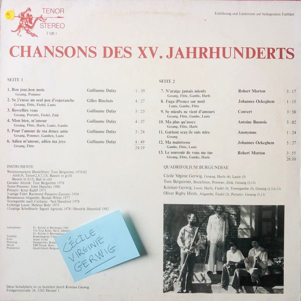 Tenor (3) T QB 1 - Quadrifolium Burgundiae, Virginie Gerwig, Tur - Image 2