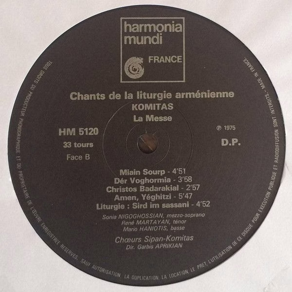Harmonia Mundi HM 5120 - Choeurs Sipan-Komitas De Paris, Garbis - Image 6