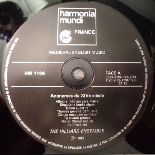 harmonia mundi France HM 1106 - The Hilliard Ensemble - Medieval - Image 3