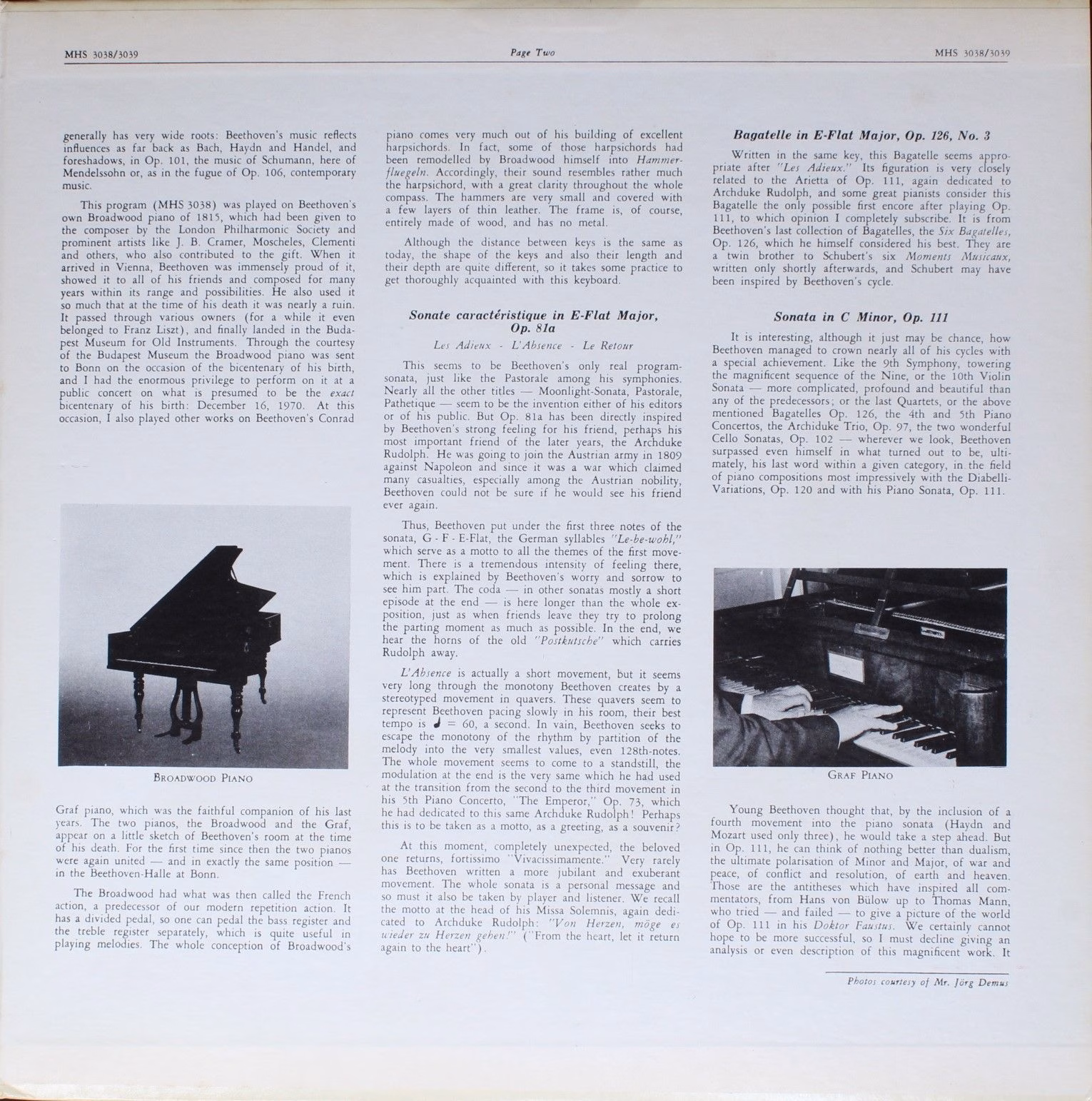 Musical Heritage Society 3038/39 - Ludwig van Beethoven, Jörg De - Image 4