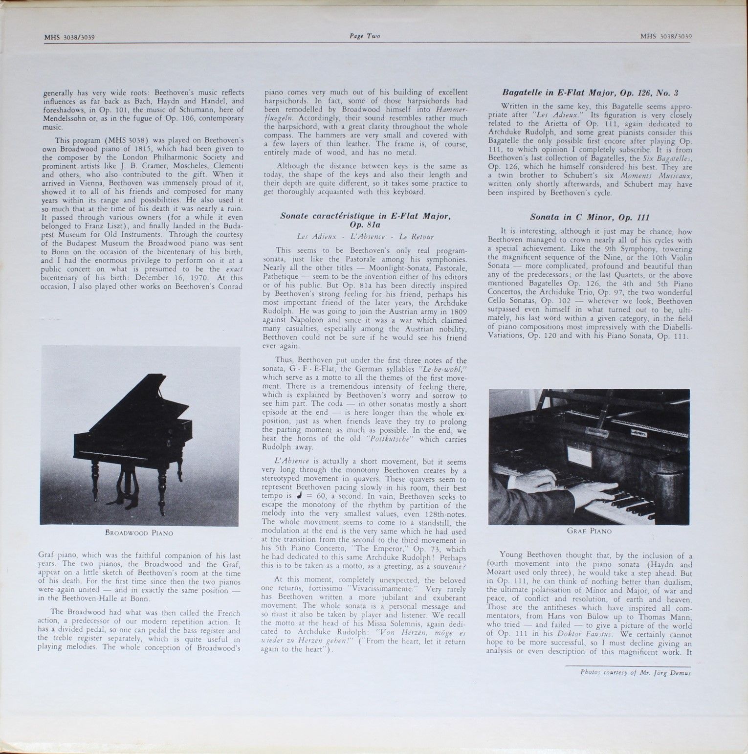 Musical Heritage Society 3038/39 - Ludwig van Beethoven, Jörg De - Image 4