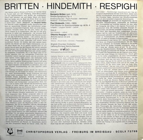 Christophorus SCGLX 73 799 - Benjamin Britten, Paul Hindemith, O - Image 2