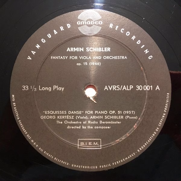 Amadeo ALP 30.001 - Armin Schibler - Conducting And Playing His - Image 3