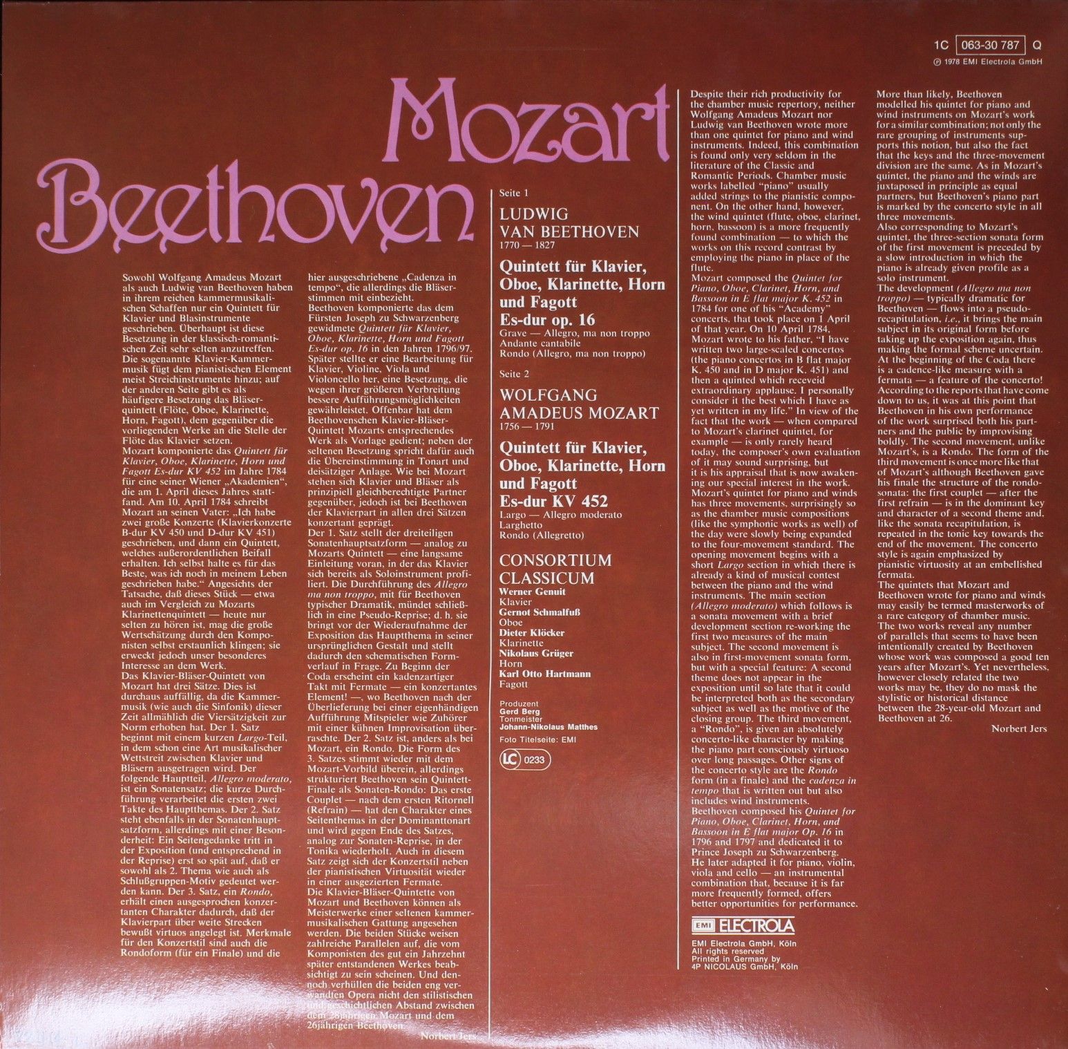 His Master's Voice 1C 063-30 787 - Wolfgang Amadeus Mozart, Ludw - Image 2