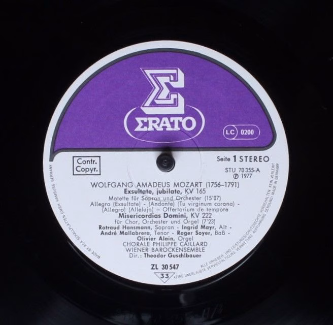 Erato ZL 30547 - Wolfgang Amadeus Mozart, Theodor Guschlbauer, W - Image 3