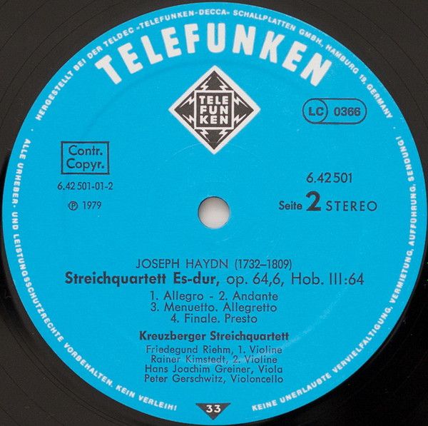 Telefunken 6.42501 AW - Joseph Haydn, Kreuzberger Streichquartet - Image 6