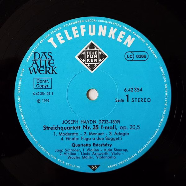 Telefunken 6.42354 AW - Joseph Haydn, Quartetto Esterházy - Stre - Image 5