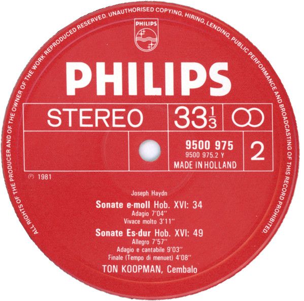 Philips 9500 975 - Joseph Haydn, Ton Koopman - Harpsichord Sonat - Image 4