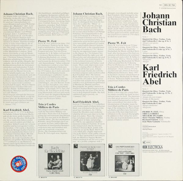 His Master's Voice 1C 065-30 784 - Johann Christian Bach, Carl F - Image 2
