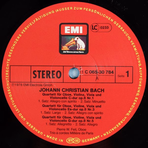 His Master's Voice 1C 065-30 784 - Johann Christian Bach, Carl F - Image 3