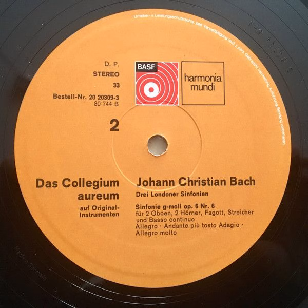 BASF 20 20309-3 - Johann Christian Bach, Collegium Aureum - Drei - Image 6