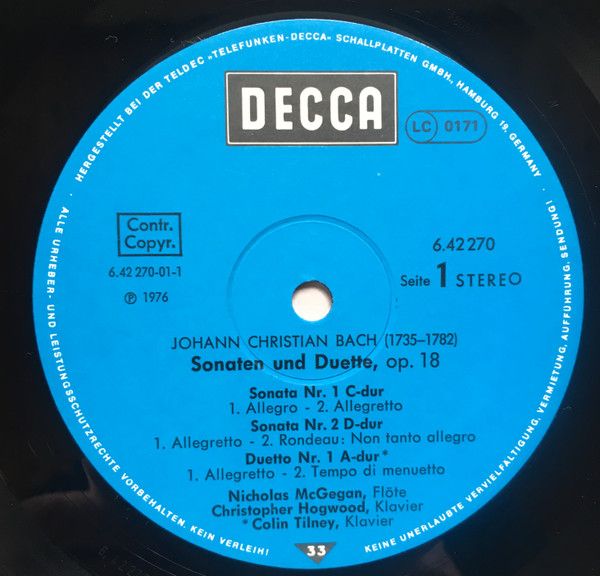 DECCA 6.42270 AS - Johann Christian Bach, Nicholas McGegan, Chri - Image 3