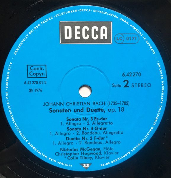 DECCA 6.42270 AS - Johann Christian Bach, Nicholas McGegan, Chri - Image 4