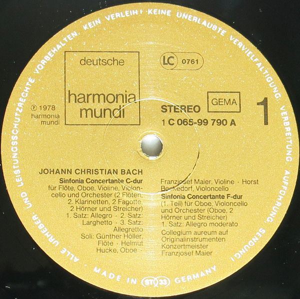 Deutsche Harmonia Mundi 1 C 065-99 790 - Johann Christian Bach, - Image 3