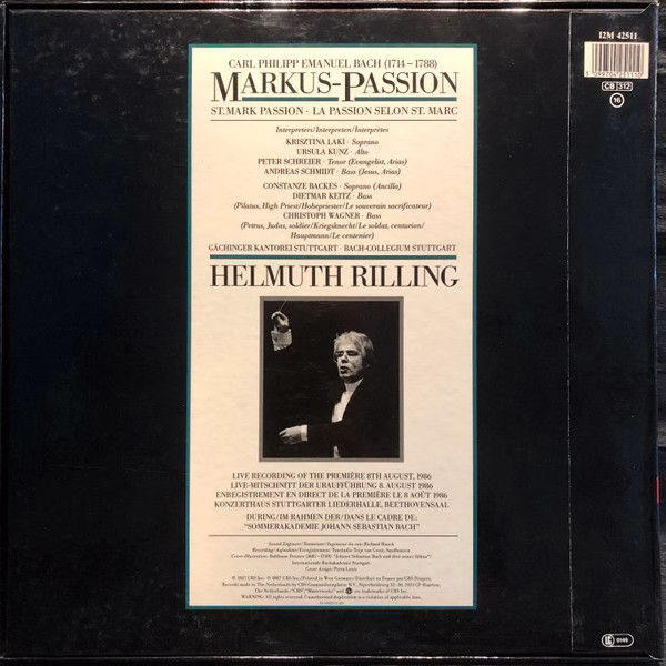 CBS Masterworks I2M 42511 - Carl Philipp Emanuel Bach, Krisztina - Image 2