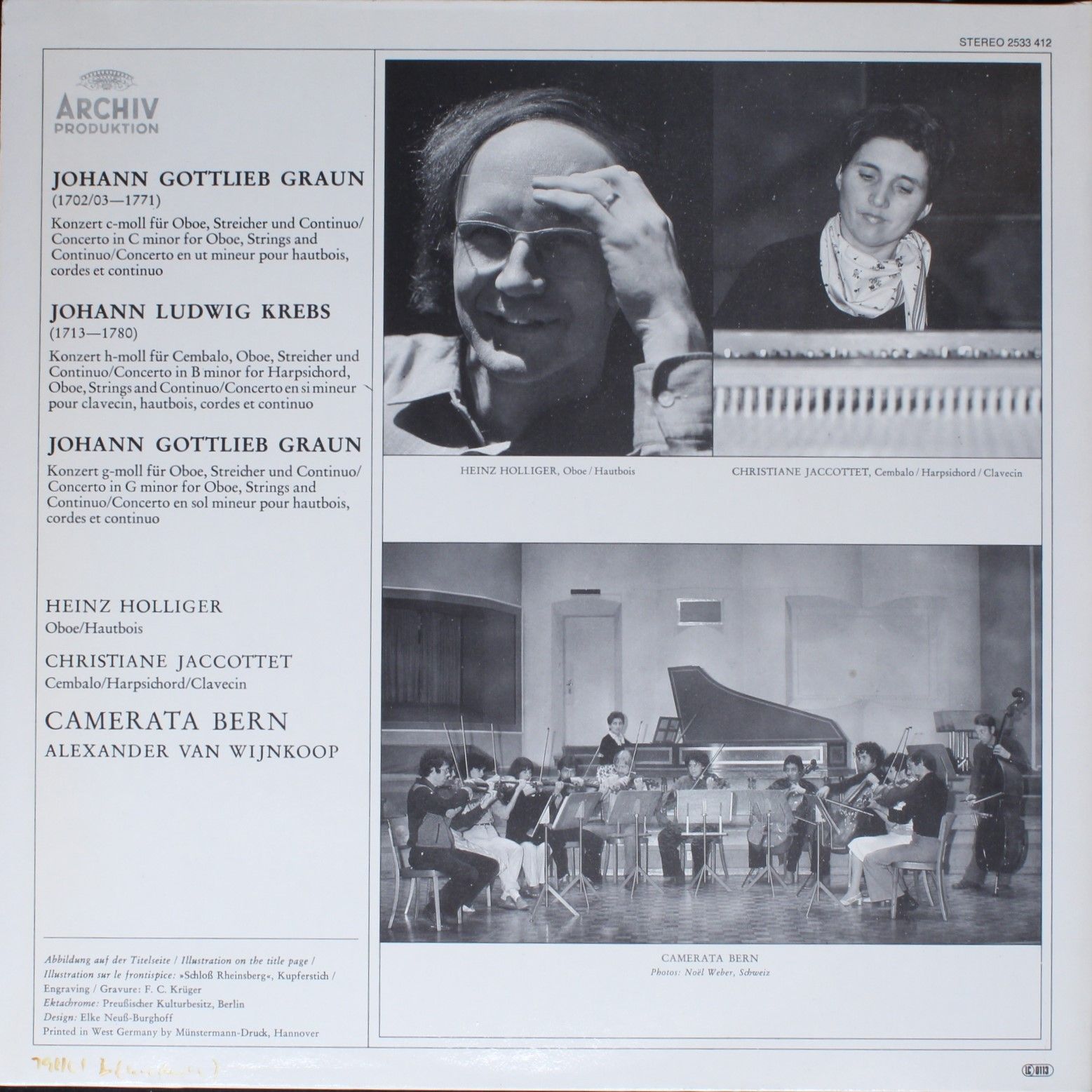 Archiv Produktion 2533 412 - Johann Gottlieb Graun, Johann Ludwi - Image 2