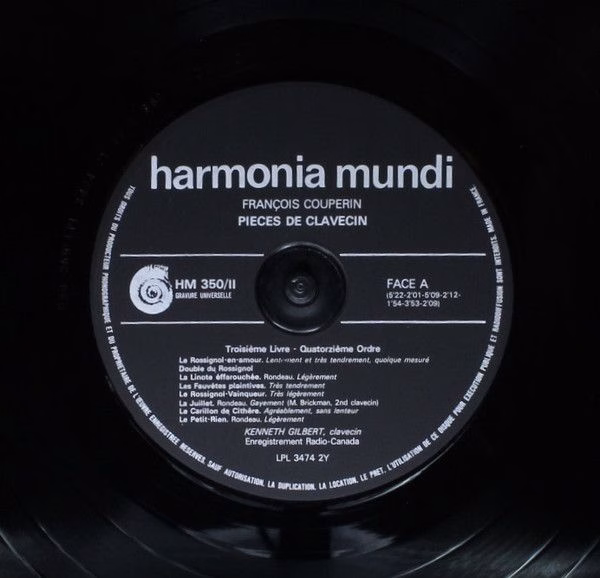 Harmonia Mundi HM 350 - François Couperin, Kenneth Gilbert - Piè - Image 5