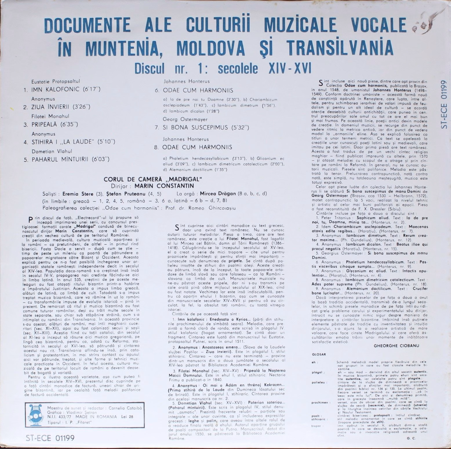 Electrecord ST-ECE 01199 - Corul Madrigal, Marin Constantin - Do - Image 2