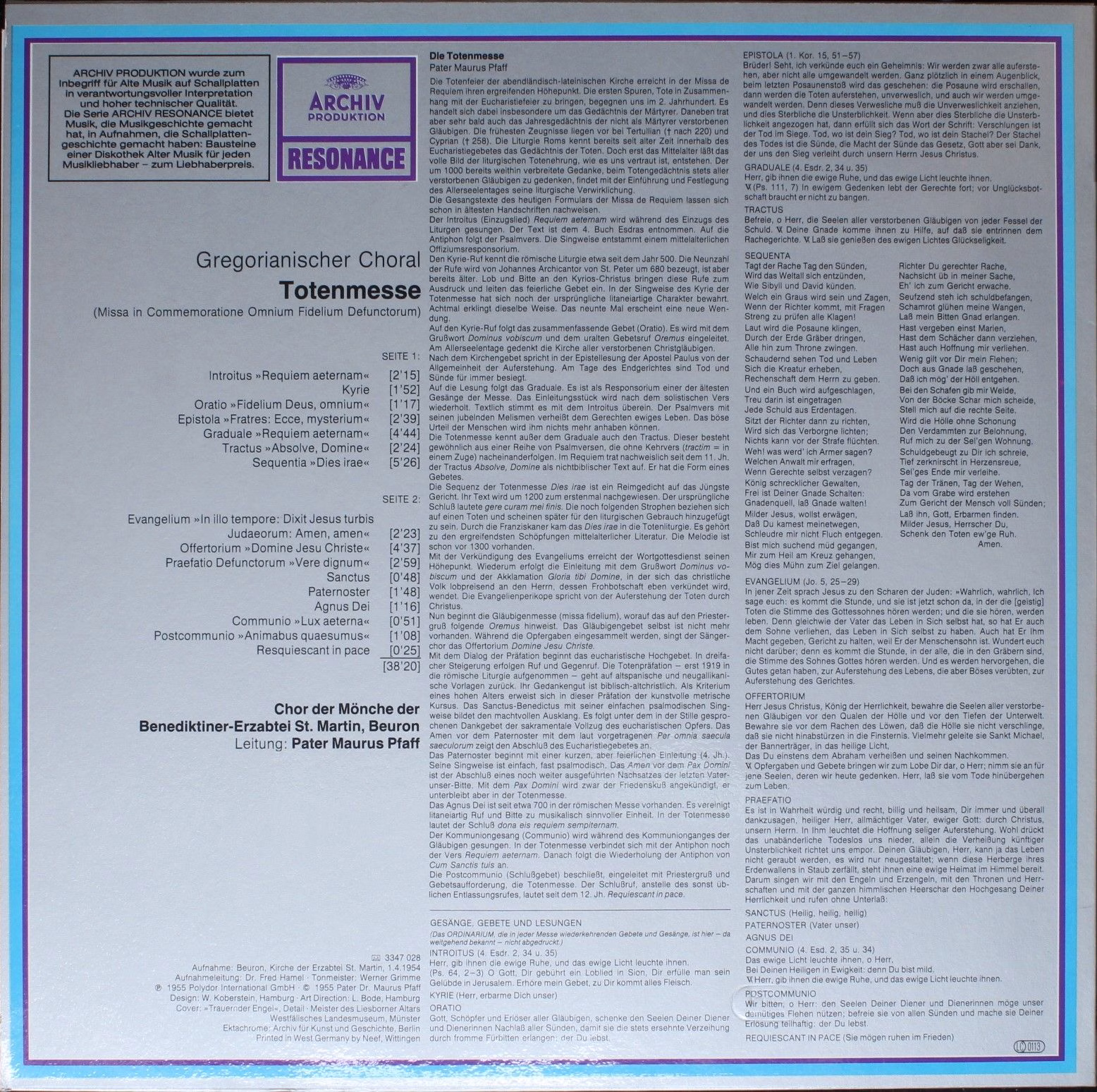 Archiv Produktion 2547 028 - Chor Der Mönche Der Benediktiner-Er - Image 2