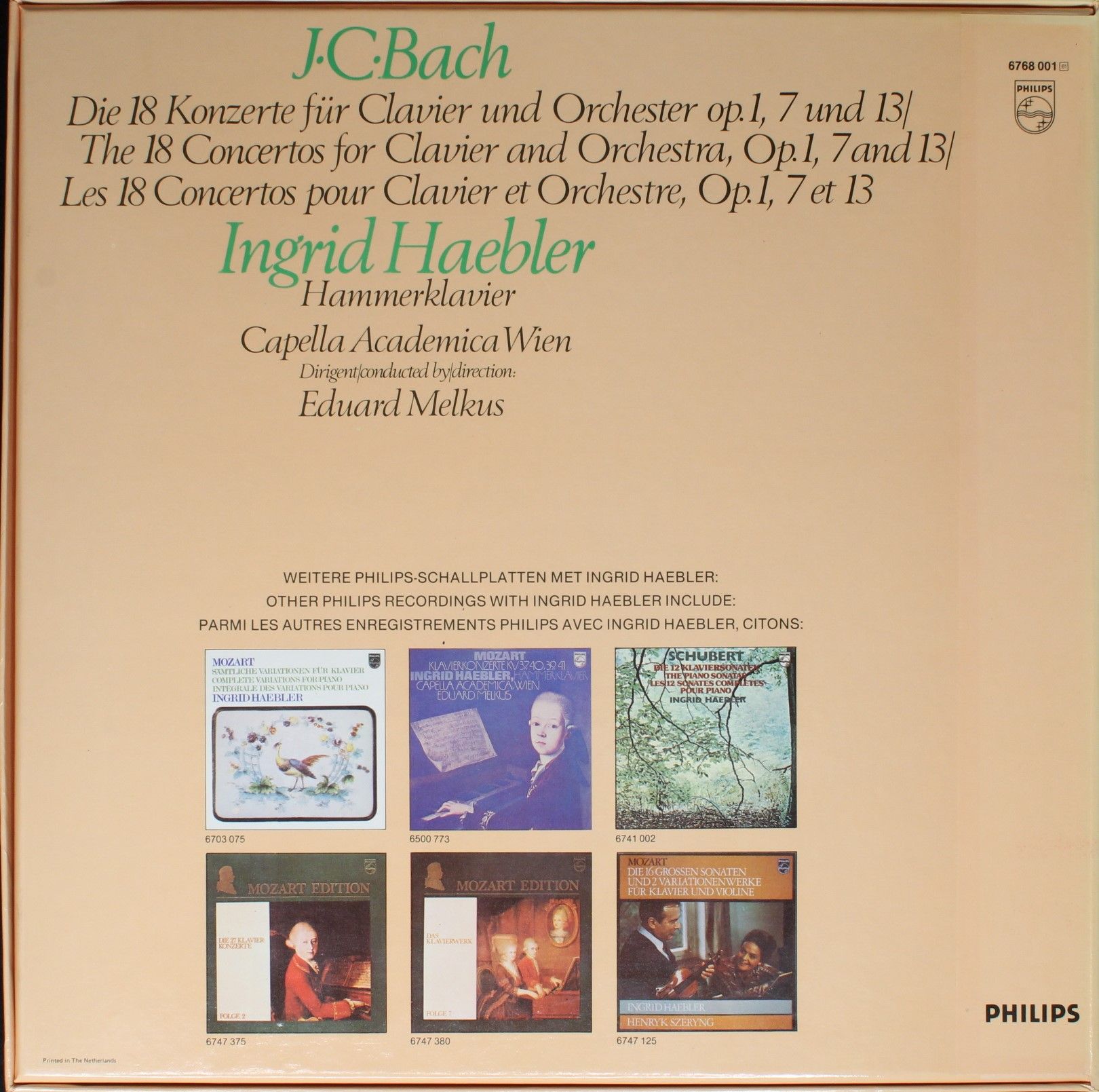 Philips 6542097 - Johann Christian Bach, Ingrid Haebler, Eduard - Image 2