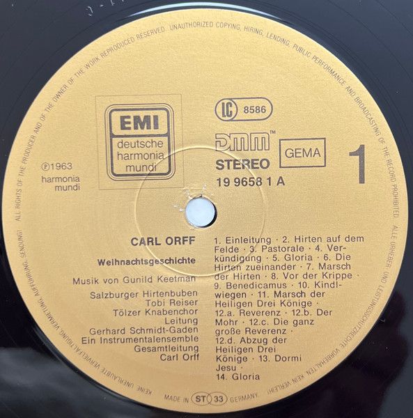 Deutsche Harmonia Mundi 19 9658 1 - Carl Orff, Gunild Keetman, S - Image 5