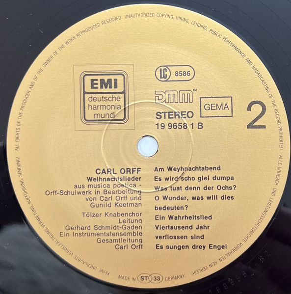 Deutsche Harmonia Mundi 19 9658 1 - Carl Orff, Gunild Keetman, S - Image 6