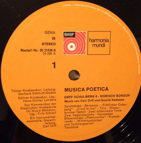 BASF 20 21026-2 - Carl Orff, Gunild Keetman - Musica Poetica Tei - Image 3