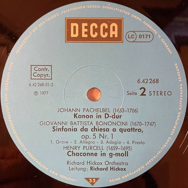 DECCA 6.42268 AS - Tomaso Albinoni, Johann Pachelbel, The Richar - Image 4