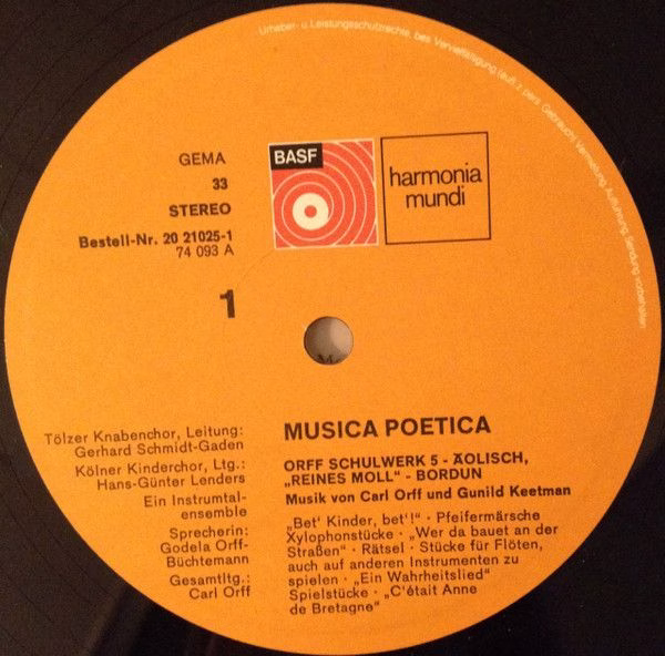 BASF 20 21 025-1 - Carl Orff, Gunild Keetman - Musica Poetica Te - Image 3