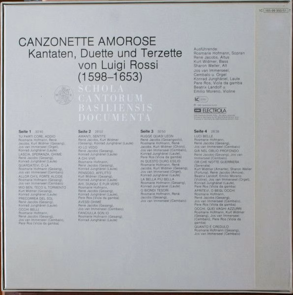 Deutsche Harmonia Mundi 1C 165-99 950/51 T - Luigi Rossi, Schola - Image 2