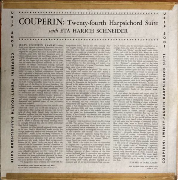 Urania Records (3) URLP 5001 - Eta Harich-Schneider, François Co - Image 2