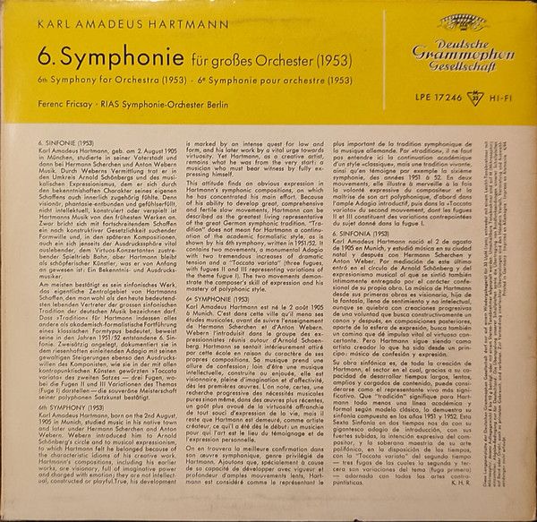 Deutsche Grammophon LPE 17 246 - Karl Amadeus Hartmann, Ferenc F - Image 2