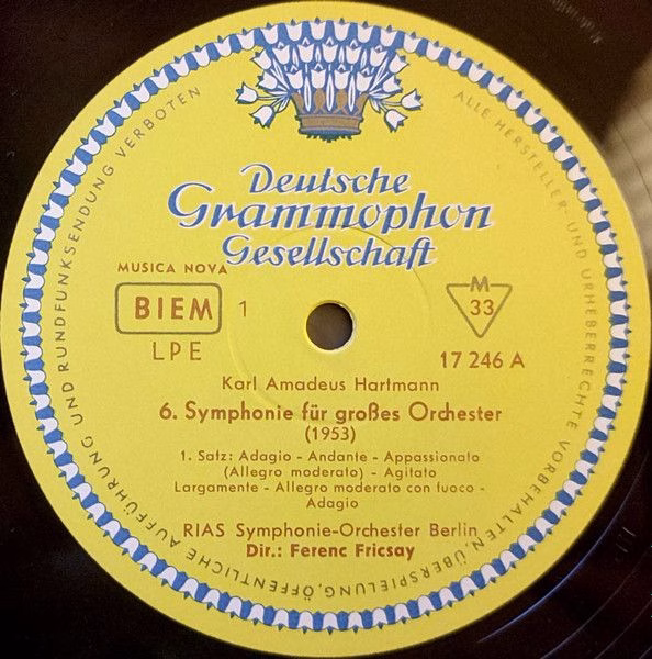 Deutsche Grammophon LPE 17 246 - Karl Amadeus Hartmann, Ferenc F - Image 3