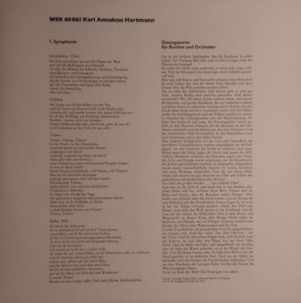 WERGO WER 60061 - Karl Amadeus Hartmann - Gesangsszene Für Barit - Image 3