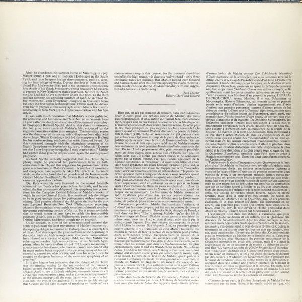 CBS Masterworks 76475 - Gustav Mahler, Leonard Bernstein, Janet - Image 2