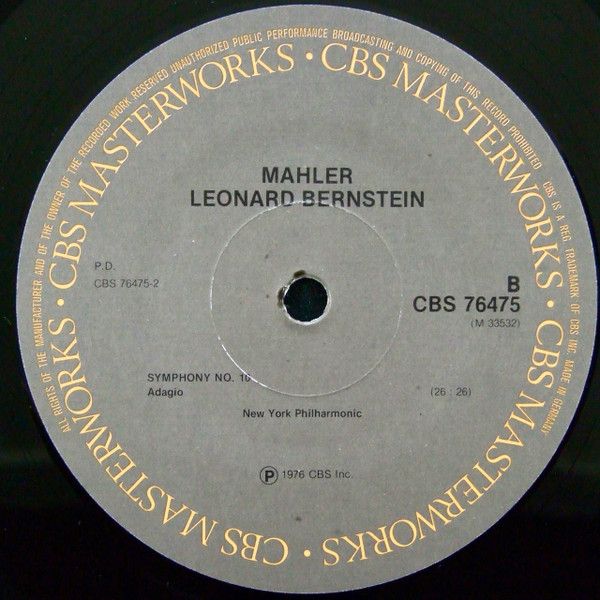CBS Masterworks 76475 - Gustav Mahler, Leonard Bernstein, Janet - Image 6