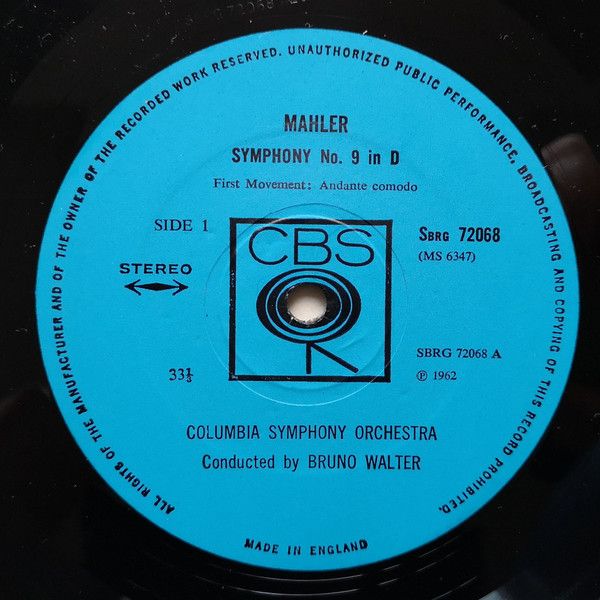 CBS 72068/9 - Gustav Mahler, Bruno Walter, Columbia Symphony Orc - Image 2